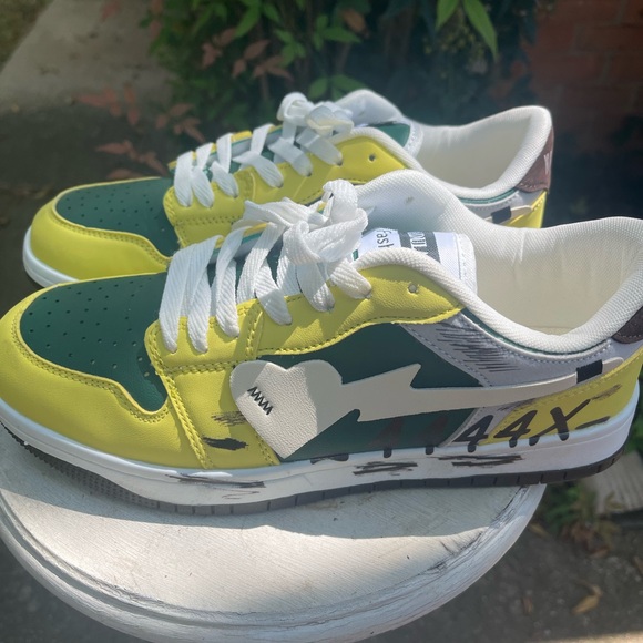 Yellow and Green Sneakers with White Laces - Picture 1 of 3